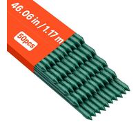 VEVOR Tuteur Plante 1,17 m Tuteur Plante Grimpante 50 PCS Tuteurs à Tomates Jardin pour Soutien Plantes Grimpantes Légumes Extérieur, Métal Recouvert Plastique Extrémité Pointue Picots Antidérapants