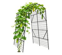 Tuteur pour concombres Relaxdays, arceau métallique avec filet à légumes, haricots, pois et raisins, dimensions : 230 x 140 x 198 cm, noir/vert
