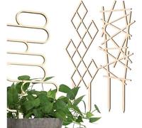 Tuteur pour plantes d'intérieur - Lot de 3 treillis en bois - Support de 6 mm pour plantes grimpantes - 405/41/44 cm - Niveaux/Diamant/Zigzag Nature