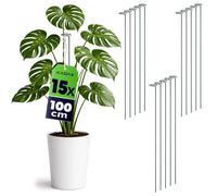 Tuteurs KADAX 100 cm, lot de 15, tuteurs en acier, supports pour plantes en pot, tiges métalliques pour stabiliser les tiges et les fleurs