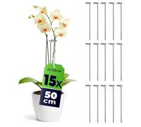 Tuteurs KADAX 50 cm, lot de 15, tuteurs en acier, supports pour orchidées, tiges de soutien pour stabiliser les tiges et les fleurs, tiges pour orchidées