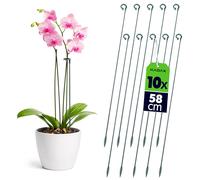 Tuteurs KADAX 58 cm, lot de 10, tuteurs pour orchidées destinés à stabiliser les tiges et les fleurs, tuteurs en fibre de verre et plastique, support pour orchidées