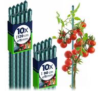 Tuteurs pour plantes - Tuteurs pour tomates / plantes grimpantes - Lot de 20 pièces - Longueur 120 + 180 cm - Diamètre 11 mm - Pour jardin et serre - Vert