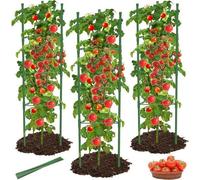 Tuteurs pour tomates, lot de 6, 130 cm, à hauteur réglable, verts, pour les roses et les concombres