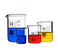TuToy 5Pcs 5Ml 10Ml 25Ml 50Ml 100Ml Bécher Set Haute Qualité Bécher En Verre Résistant Aux Haute Température Échelle En Verre Borosilicate Bécher Mesure De Volume Verrerie De Laboratoire