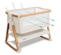 Tutti Bambini CoZee® Air Berceau Bébé & Lit Cododo - Lit Bébé Pliable avec Sac de Transport - Matelas Deluxe Respirant & 6 Hauteurs Réglables - 0-6 Mois (Noyer & Écru)