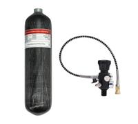 TUXING Réservoir d'air 3L/183ci en Fibre de Carbone, Non homologué Dot, pour Paintball PCP, 4500 psi, avec Double Valve manométrique, Cylindre Composite (Bouteille Vide) pour Paintball PCP