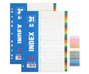 Tuxvealu Lot de 2 Intercalaires Classeur A4, Intercalaires A4 avec 31 Onglets en 10 Couleurs, Numérotées 1-31, Intercalaires Din A4, pour le Bureau, l'école, la Maison, 22,5 x 29,7 cm