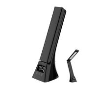 Tuxxjzm Lampe de bureau avec chargeur sans fil, lampe de bureau LED | Lampe de bureau à domicile avec horloge, alarme, date et température | Lampe de bureau à commande tactile, écran LCD, lumière