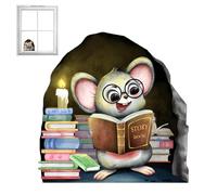 Tuxxjzm Sticker mural trou de souris, autocollant mural mignon souris - Autocollants muraux mignons pour chambre d'enfant - Autocollants de dessin animé qui brillent pour la prise de courant la nuit