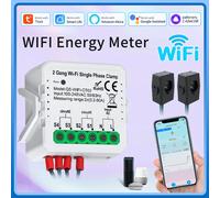 Tuya - compteur d'énergie Wifi intelligent, 1CH 2CH, pince de transformateur de courant 80A, système solaire photovoltaïque, moniteur de consommation de Production d'énergie 100-240V