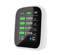 Tuya - Détecteur Intelligent De Qualité L'air 6 en 1, WiFi, CO2 PM2.5 TVOC CH2O, Température Et D'humidité, Application for Téléphone Portable, Télécommandes(8In1 Tuya WiFi White)