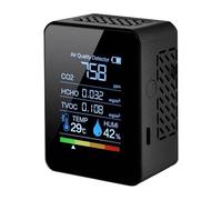 Tuya - Détecteur Intelligent De Qualité L'air 6 en 1, WiFi, CO2 PM2.5 TVOC CH2O, Température Et D'humidité, Application for Téléphone Portable, Télécommandes(5In1 Black)