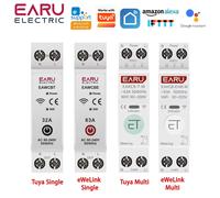 Tuya eWeLink-Disjoncteur intelligent WiFi, MCB, 1P, 63A, énergie électrique, kWh, tension, compteur de courant, protecteur, interrupteur de télécommande vocale