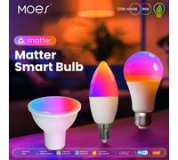 Tuya Matter - ampoule intelligente WiFi, lumière Led à intensité variable, 16 millions de couleurs rvb, GU10 E27 E14, bougie, commande vocale, Alexa Google Home 1 PC