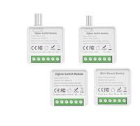 Tuya Mini Interrupteur Intelligent WiFi/Zigbe, Module de commutation WiFi 1/2/3/4 Gang Disjoncteur Relais Smart Life Compatible avec Alexa et Google Home Assistant (ZigBee, 4Gang 10A)