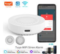 Tuya-Sirène d'alarme WiFi pour la sécurité à domicile intelligente, haut-parleur 100dB, nous-mêmes avec Alexa, Yandex Alice White WiFi Version