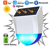 Tuya - sirène intelligente pour Zigbee/Wifi, alarme d'extérieur, étanche, avec alimentation solaire et USB, télécommande 95db en option zigbee 1pc