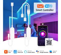 Tuya Smart Life APP 5V-24V WiFi 3 broches 4 broches RGB LED bande lumineuse télécommande sans fil maison intelligente travail avec Alexa Google Home 12V-24V 4PIN Single