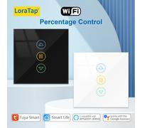 Tuya Smart Life - interrupteur de rideau de volet roulant de 7e génération, rétro-éclairage, pourcentage, télécommande par Google Assistant Alexa White 2 Pack