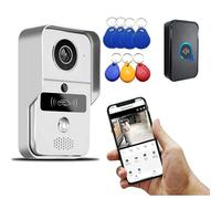 Tuya Smart Life Sonnette vidéo avec Sonnette, sans Fil WiFi, RJ45 1080P Vision Nocturne Interphone Surveillance de sécurité Interphone vidéo Système de contrôle d'accès téléphonique, Argent
