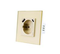 Tuya WiFi Prise Murale Intelligente Moniteur d'alimentation Type-C USB Prise EU APP Télécommande Sans Fil Fonctionne avec la Commande Vocale (Gold)