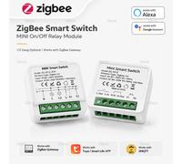 TUYA Zigbee 3.0 - Module de commutation intelligent 1/2 canaux 16A, mini-interrupteurs compatibles avec Alexa et Google Home (Hub Zigbee requis) 1Gang