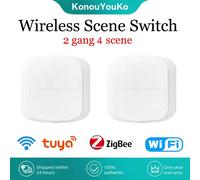Tuya Zigbee WiFi commutateur intelligent bouton poussoir 2 gangs 4 scène sans fil scénario commutateur maison intelligente télécommande automatisation résidentielle