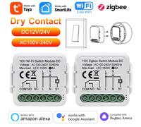 Tuya Zigequation-Commutateur intelligent WiFi, Contact sec, Citations disjoncteur bricolage, Fonctionne avec Alexa, Google Alice, Smart Home, DC 12 V, 24V AC, 100 V-240V BLANC