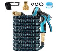 Tuyau Arrosage Extensible 22.5M, Tuyaux D'arrosage Embout 10 Modes Pistolet, 3/4" 1/2" Raccord Adaptateur Robinet Cuisine, Latex Triple Épaisseur Durable avec Raccords en Métal et Sac (75FT)