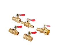 Tuyau barbe carburant eau Air laiton robinet à tournant sphérique de gaz naturel BSP rouge poignée fil connecter 10 pièces(1l2 Male Male)