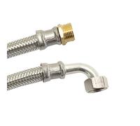 Tuyau blindé DN13 DVGW avec tressage en acier inoxydable 1/2" AG x 1/2" ÜM coudé 2000 mm