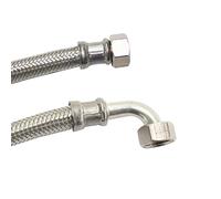 Tuyau blindé DN13 DVGW avec tressage en acier inoxydable 1/2" ÜM x 1/2" ÜM Coude 800 mm