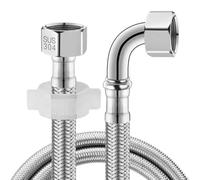 Tuyau coudé à 90 degrés, tuyau d'eau en acier inoxydable 304, tuyau d'alimentation flexible pour évier de toilette, raccord de plomberie avec tube intérieur EPDM haute pression pour cuisine (150 cm)