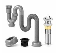 Tuyau d’Évacuation pour Lavabo, Siphon, Vidange à clapet court + tuyau en U | Mécanisme Anti-Ours, Évacuation Bassin, Rénovation Salle Bain, Pour Gestionnaires