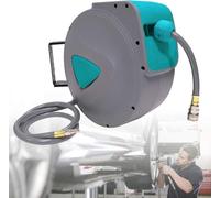 Tuyau d'air comprimé 20m Enrouleur de tuyau automatique Enrouleur de tuyau avec raccord 1/4" Automatiquement air comprimé avec raccord rapide Gris CEEDIR