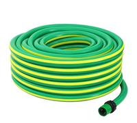 Tuyau d'arrosage 5 couches vert jaune 1/2" 10 m PVC flexible pour jardin, terrasse, balcon avec buse d'arrosage, adaptateur pour arrosage, pelouse, parterre, piscine, nettoyage