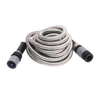 Tuyau d'arrosage avec buse de pulvérisation argentée en acier inoxydable 1,5 cm - Longueur 7,5 m - Flexible - Infroissable - Avec raccord - Adaptateur pour arrosage de jardin, pelouse, parterre