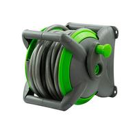 Tuyau d'arrosage avec enrouleur 15 m et accessoires TERRE JARDIN - Kit complet lance raccords dévidoir mural gris vert