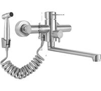 Tuyau d'arrosage, buse de pulvérisation rétractable, robinet pivotant à 360°, argenté, raccordement G1/2