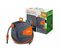 Tuyau d'arrosage COIL, enrouleur automatique, fixation murale, système Smart Stop, 9 modes de pulvérisation, pistolet d'arrosage inclus, tuyau d'alimentation de 2 m, longueur totale de 30 m