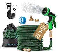 Tuyau d'arrosage de 15 m - Tuyau d'arrosage flexible - Tuyau flexible résistant à la déchirure - Raccords à rotule en laiton de 1/2 pouce et 3/4 pouce - Tuyau d'arrosage pour balcon à triple paroi en 