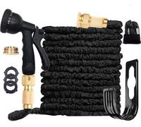 Tuyau d'arrosage de 30 m avec pomme d'arrosage - Tuyau flexible et extensible - 1 pièce - Noir