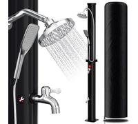 Tuyau d'arrosage de 35 litres, noir, avec manche - Équipé d'un capuchon de protection, d'une valve de vidange et d'une douchette manuelle, idéal pour le jardin et la piscine