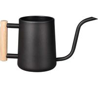 Tuyau d'arrosage d'intérieur de 35 oz/1 000 ml avec tube en acier inoxydable et poignée en bois, pour les plantes d'intérieur et le bureau - Noir