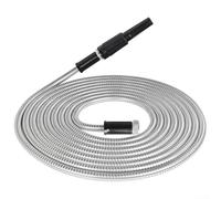 Tuyau d'arrosage en acier inoxydable de 7,6 m, tuyau d'arrosage en métal 304 avec haute pression 500 psi, design léger et flexible pour l'arrosage de la cour