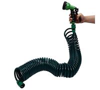 Tuyau d'Arrosage en Spirale à Enroulement Automatique, EVA, 15 M, Télescopique avec Arroseur pour Jardin