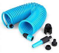 Tuyau d'arrosage en spirale - Tuyau d'eau flexible - 10 mètres - Plastique - Bleu