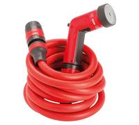 Tuyau d'arrosage extensible - 10 m - Pistolet d'arrosage multifonction - Rouge - Avec sac de transport