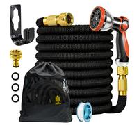 Tuyau d'Arrosage Extensible 15m, Tuyau Arrosage avec 1/2 et 3/4 Adaptateurs, Tuyau Extensible Anti-Enchevêtrement, 10 Modes de Pulvérisation, Tuyau-arrosage pour Jardin, Lavage Voiture, Nettoyage
